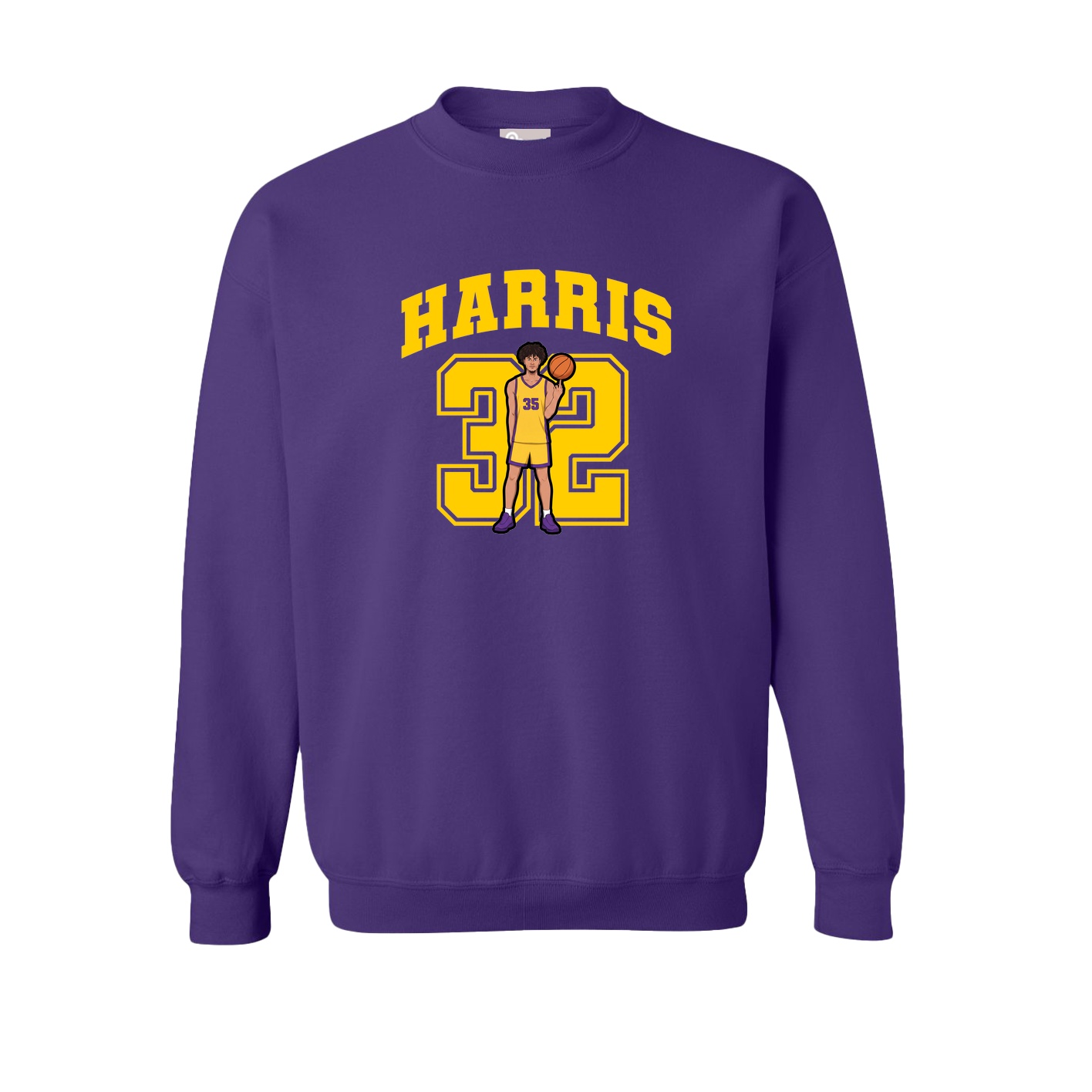 Fleece Crew — Number in Purple