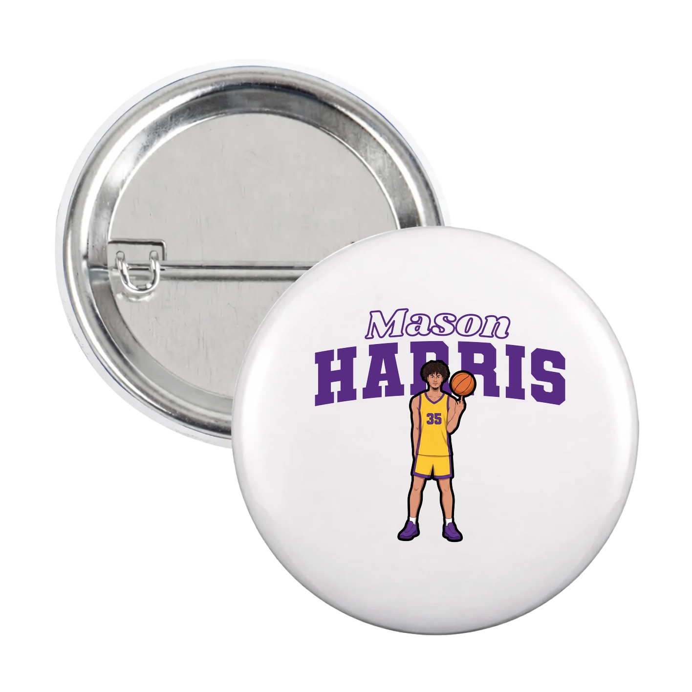 Game Day Button — Name Arch in White