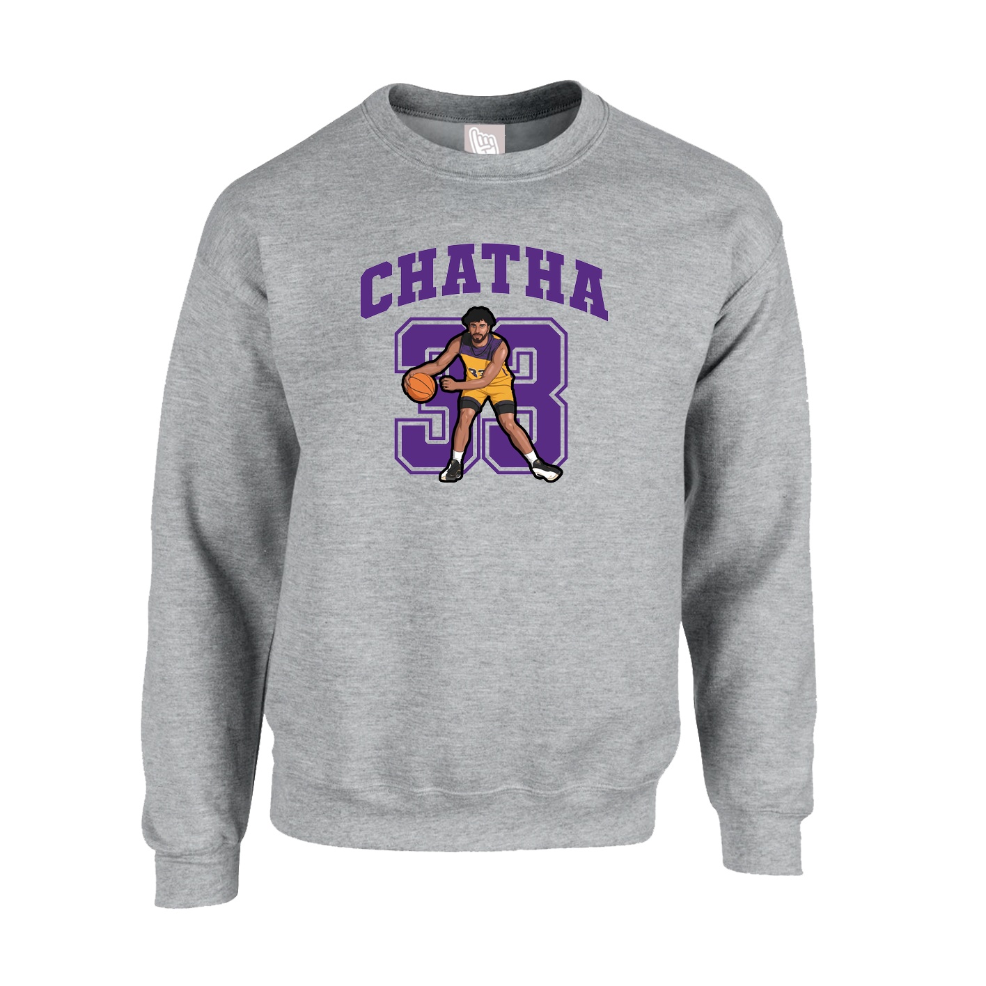 Fleece Crew — Number in Grey