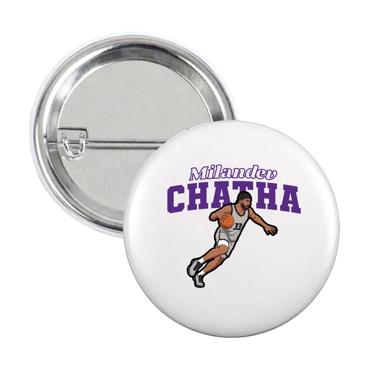 Game Day Button — Name Arch in White