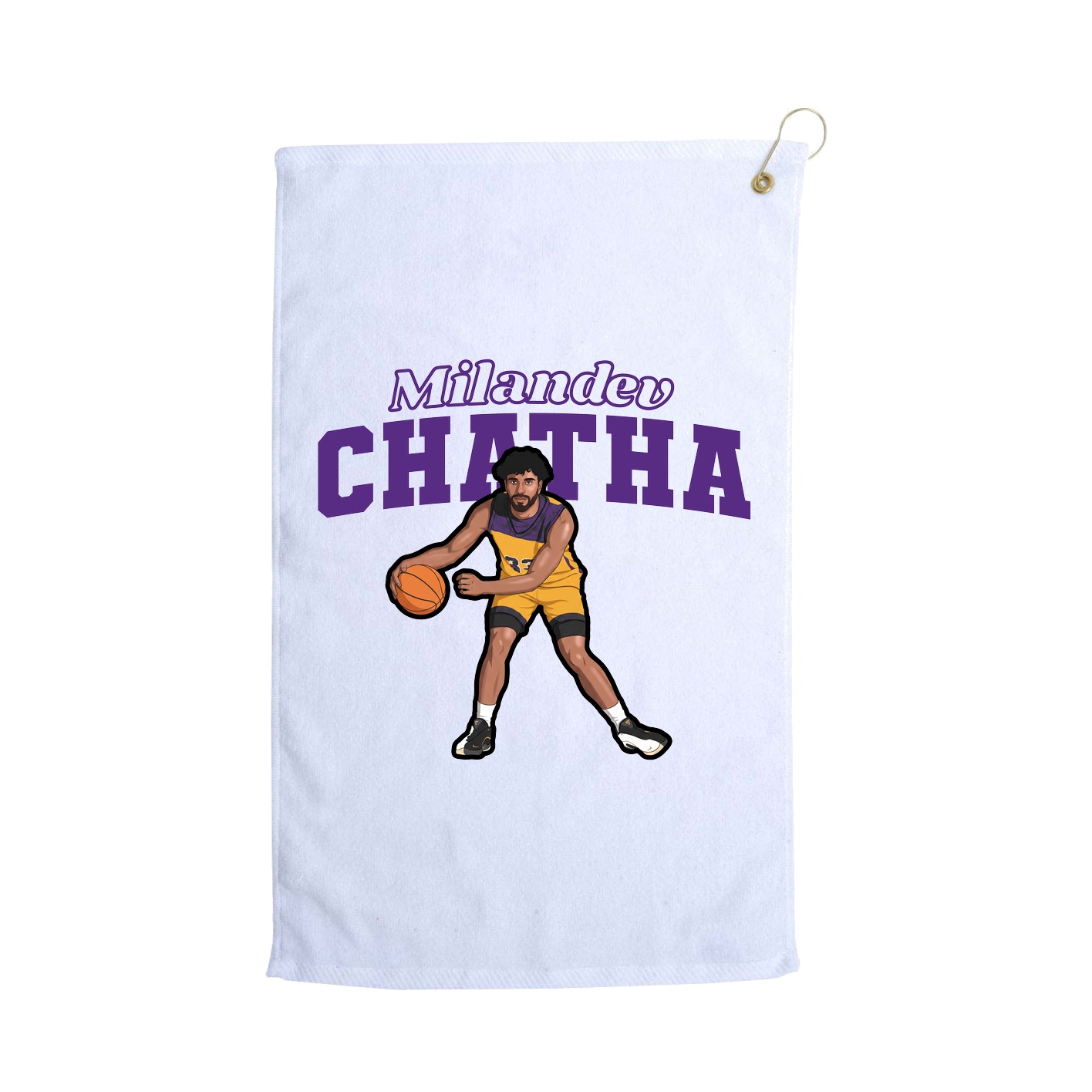 Golf Towel — Name Arch in White
