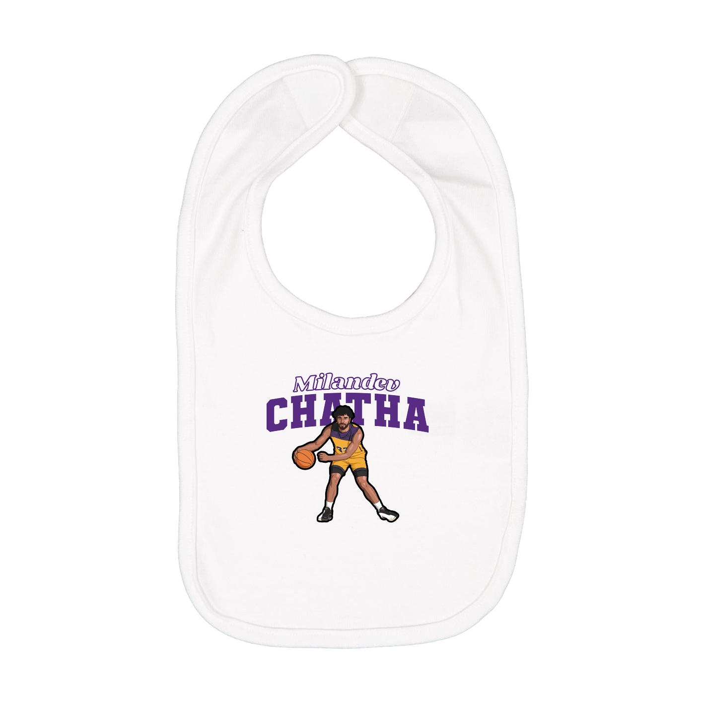 Infant Bib — Name Arch in White