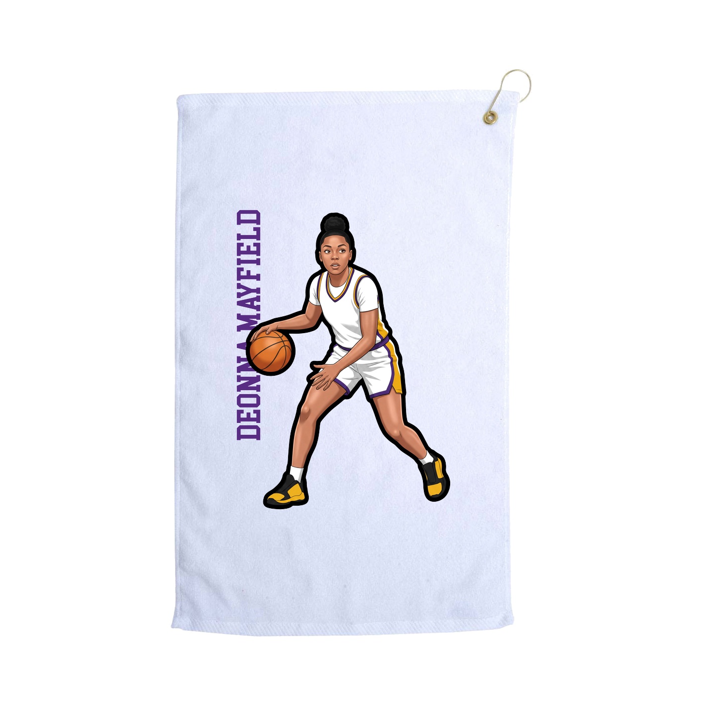 Golf Towel — Name Vertical in White