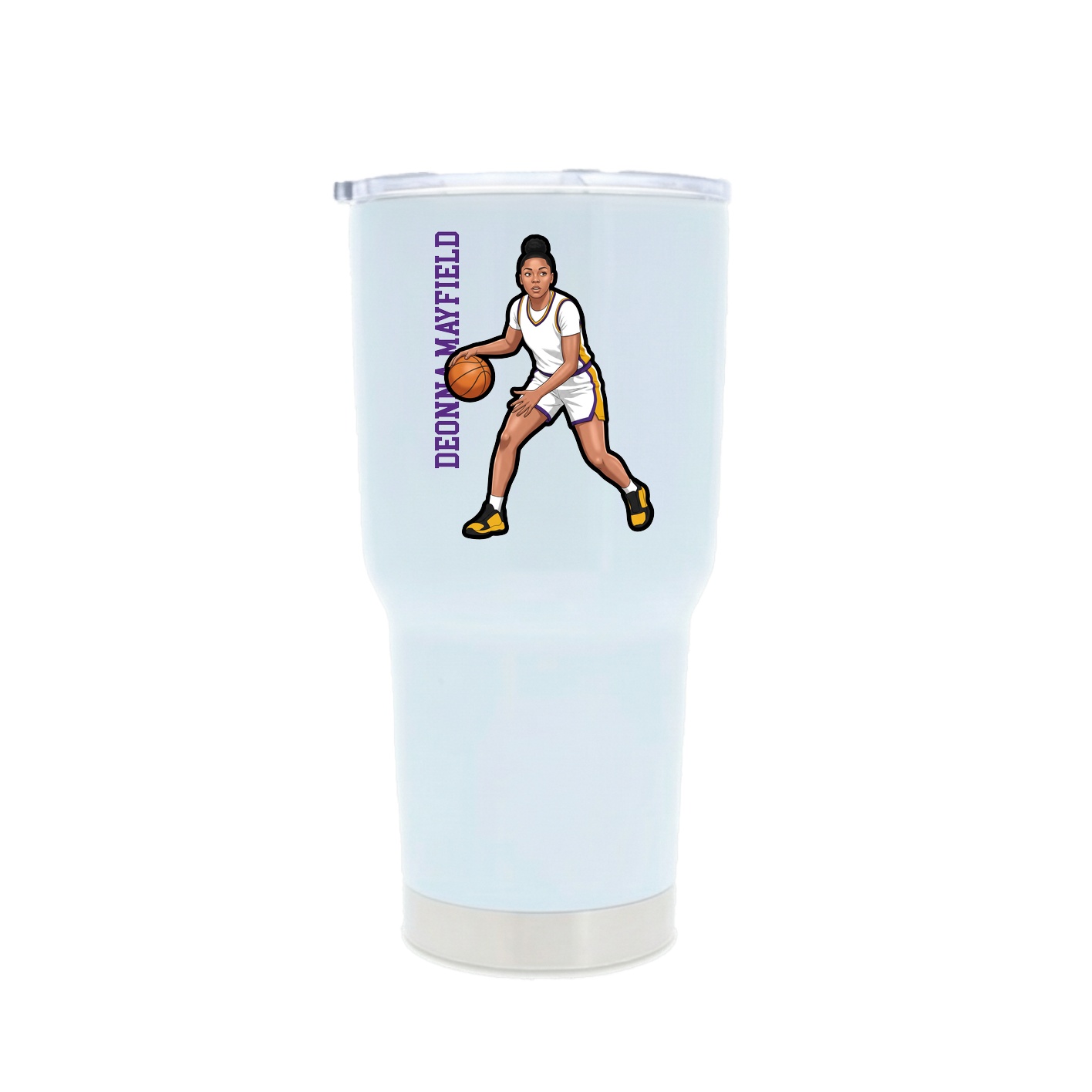30oz Stainless Steel Tumbler — Name Vertical in White