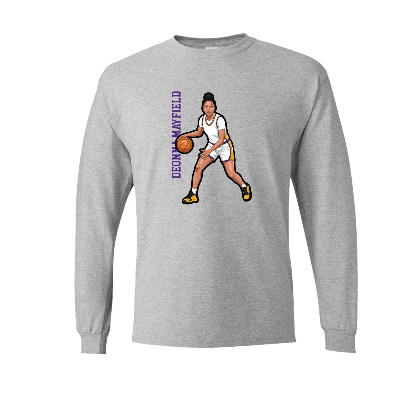 Long Sleeve Tee — Name Vertical in Grey