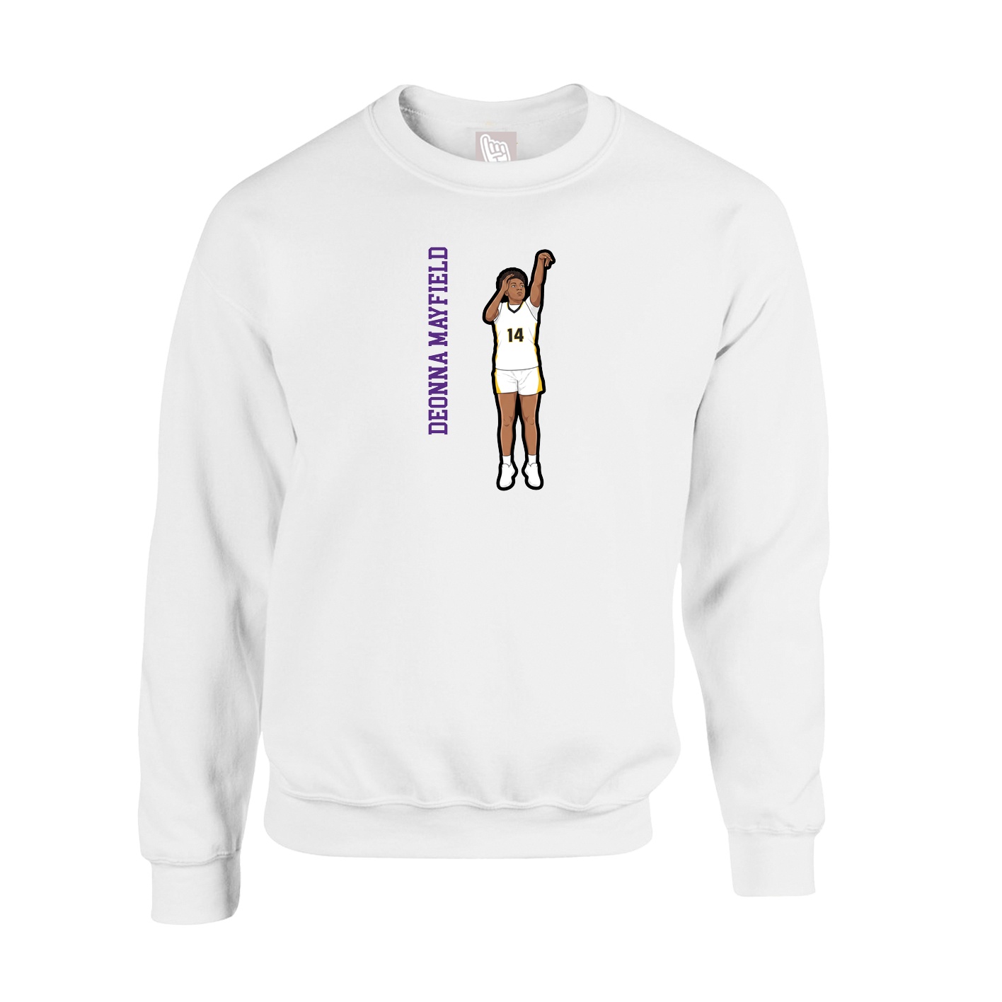 Fleece Crew — Name Vertical in White