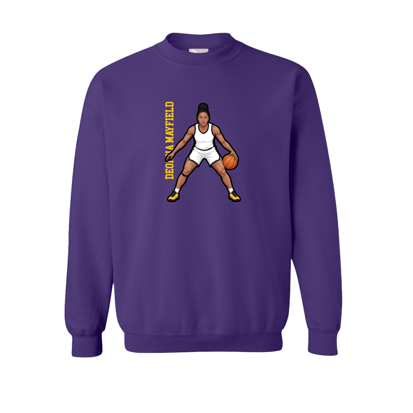 Fleece Crew — Name Vertical in Purple