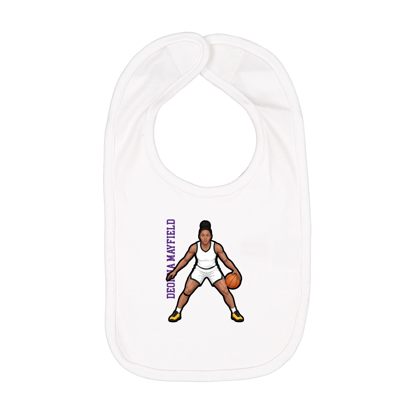 Infant Bib — Name Vertical in White