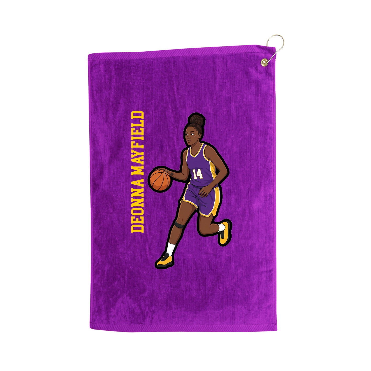 Golf Towel — Name Vertical in Purple