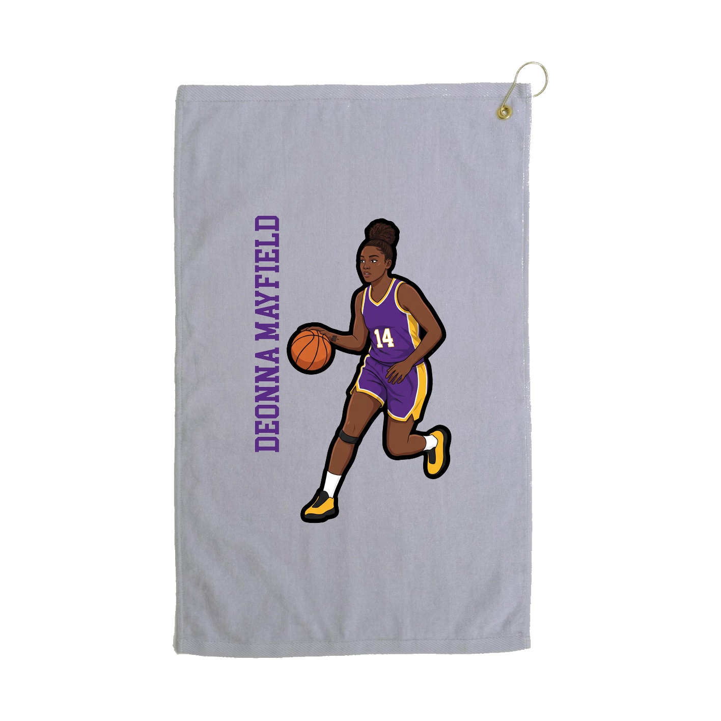 Golf Towel — Name Vertical in Grey