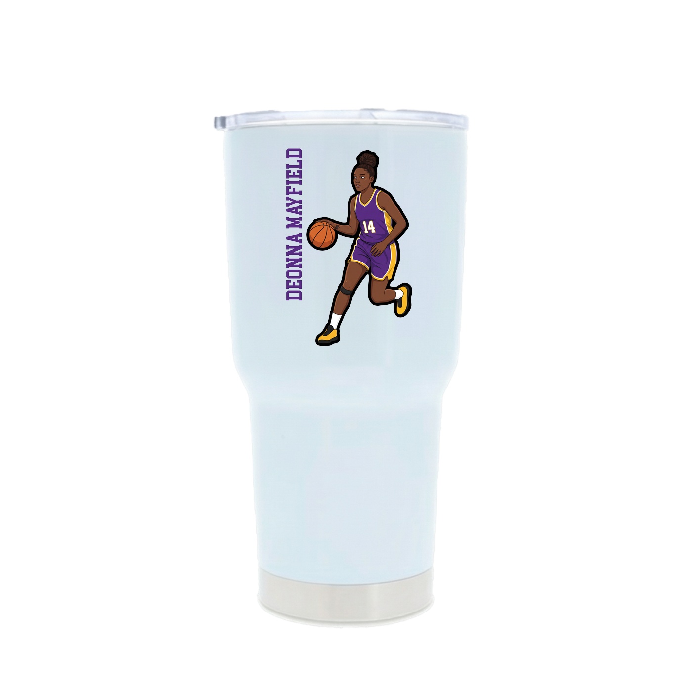 30oz Stainless Steel Tumbler — Name Vertical in White