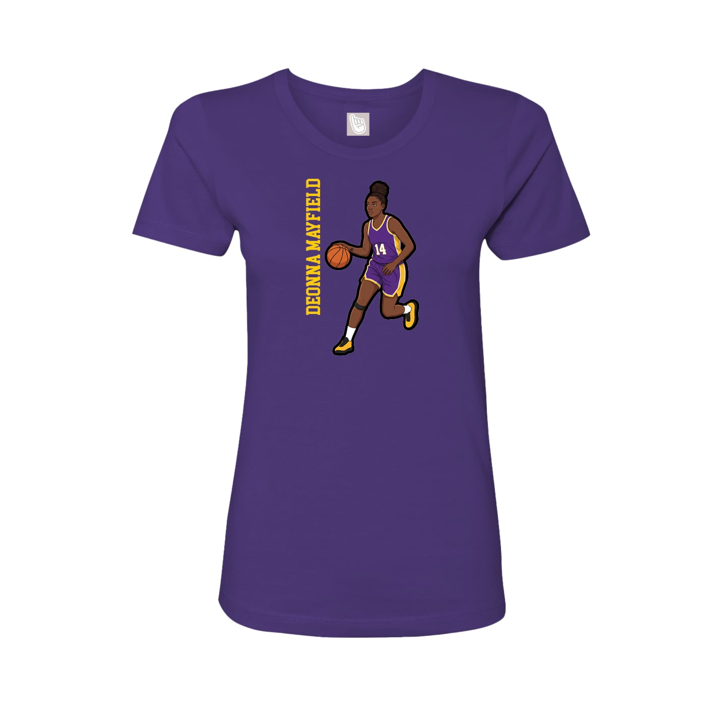 Fitted Women's Tee — Name Vertical in Purple