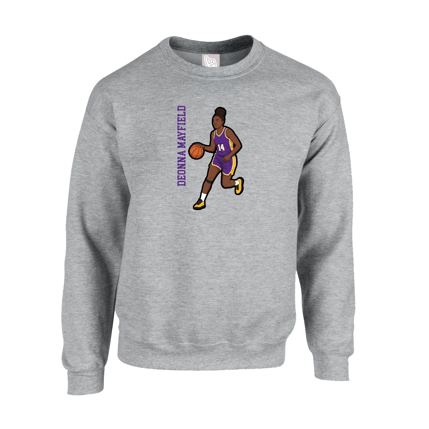 Fleece Crew — Name Vertical in Grey
