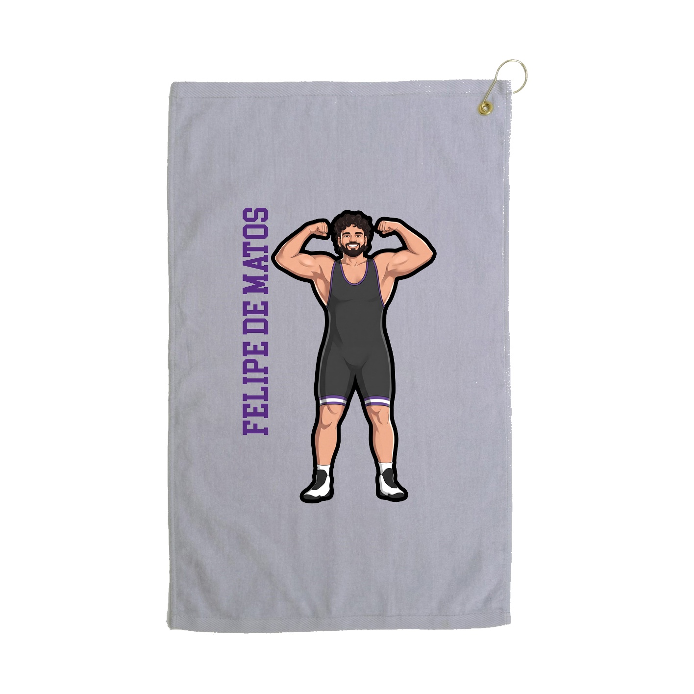 Golf Towel — Name Vertical in Grey