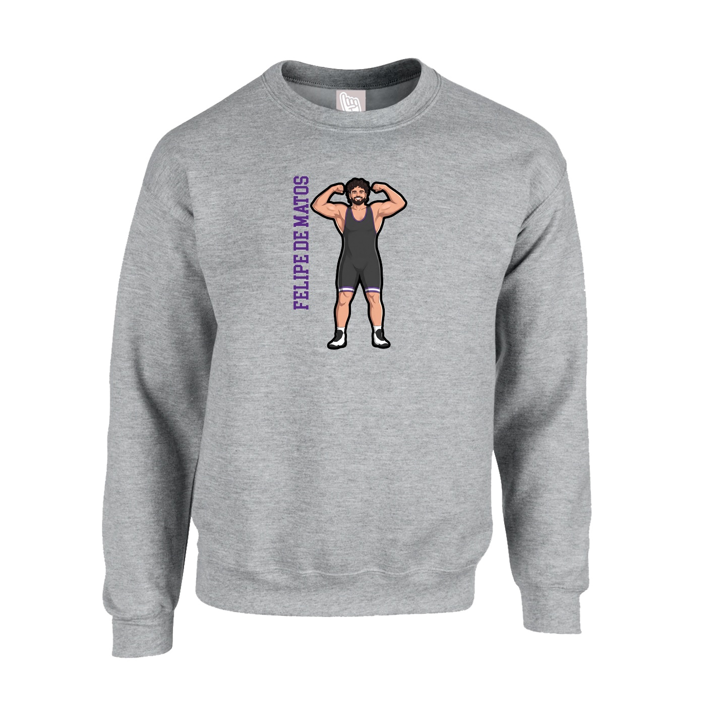 Fleece Crew — Name Vertical in Grey