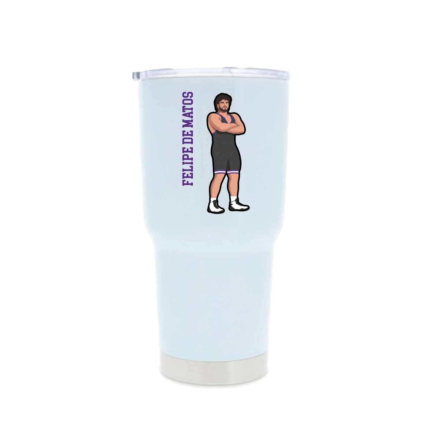 30oz Stainless Steel Tumbler — Name Vertical in White