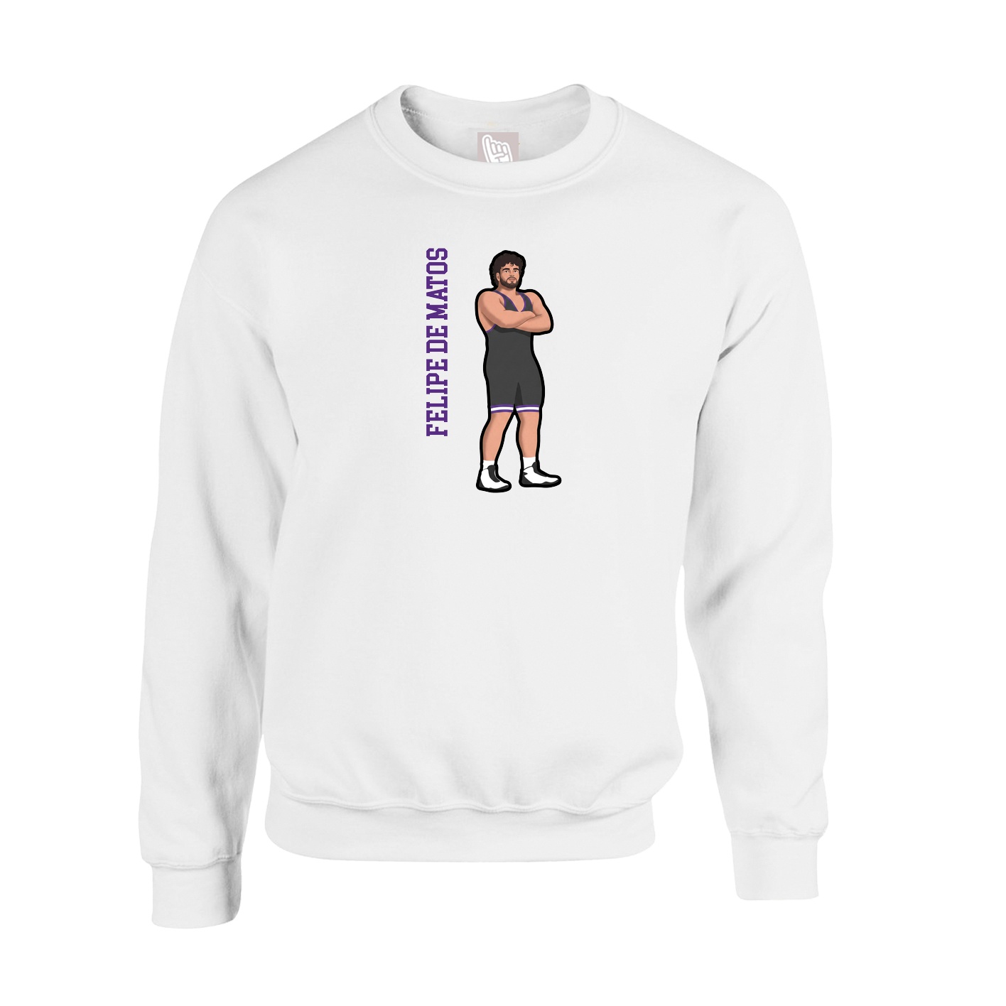 Fleece Crew — Name Vertical in White