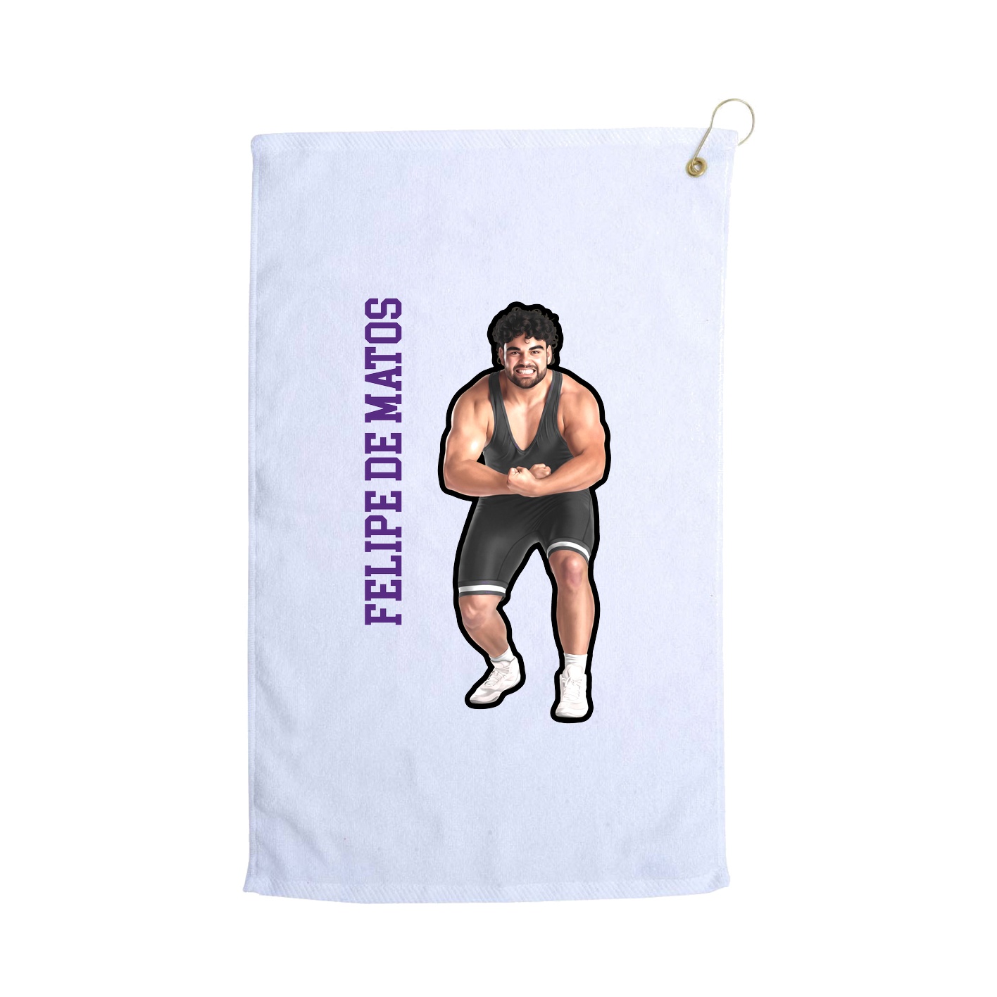 Golf Towel — Name Vertical in White