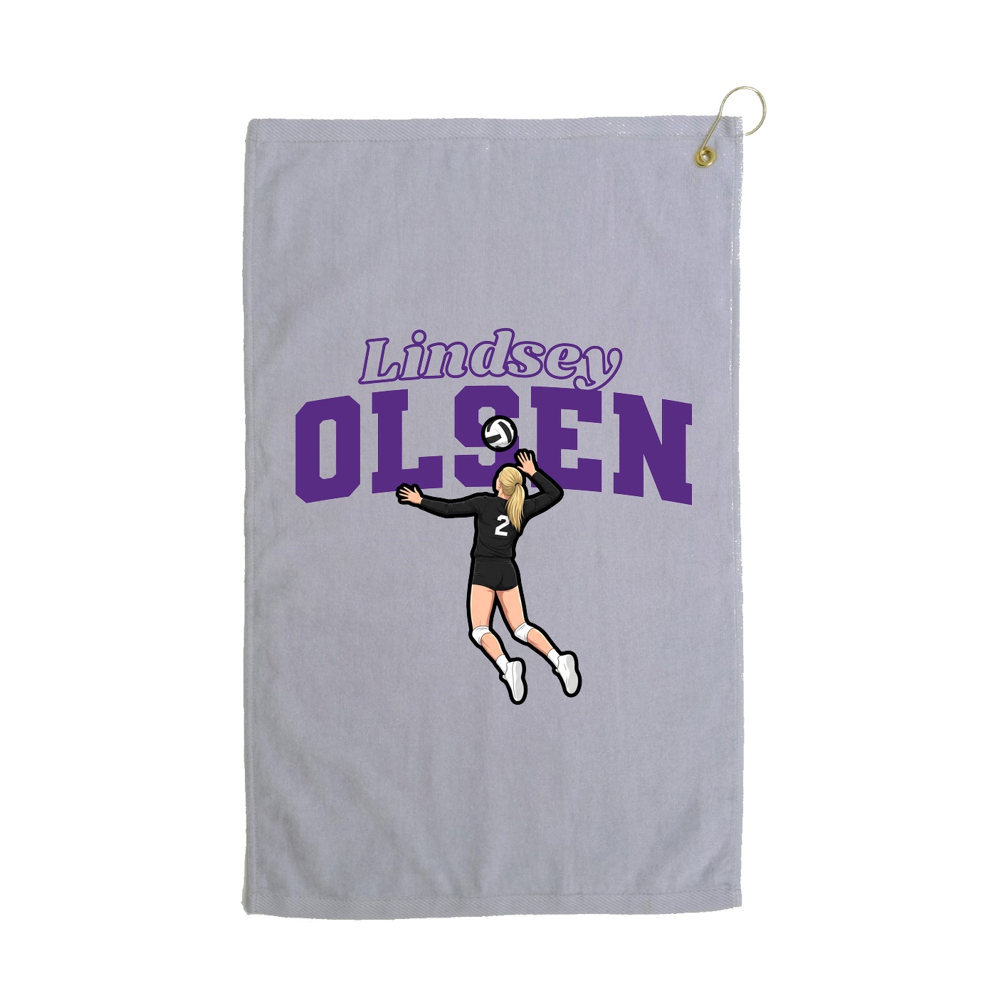 Golf Towel — Name Arch in Grey