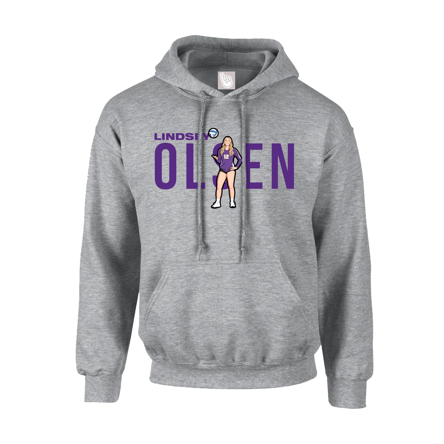 Youth Hoodie — Player Name in Grey