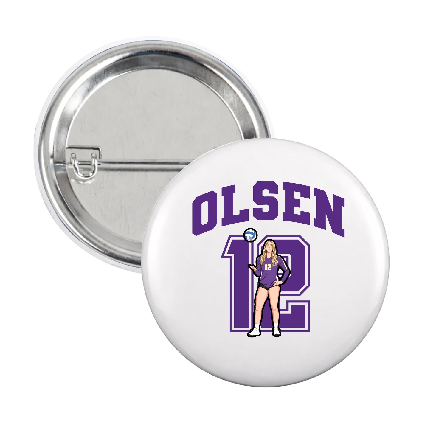 Game Day Button — Number in White