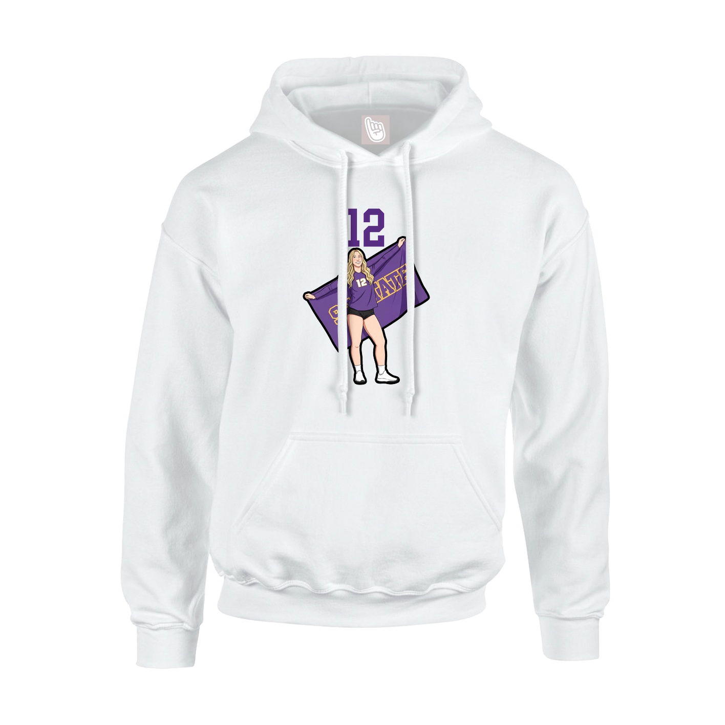 Youth Hoodie — Number Top in White