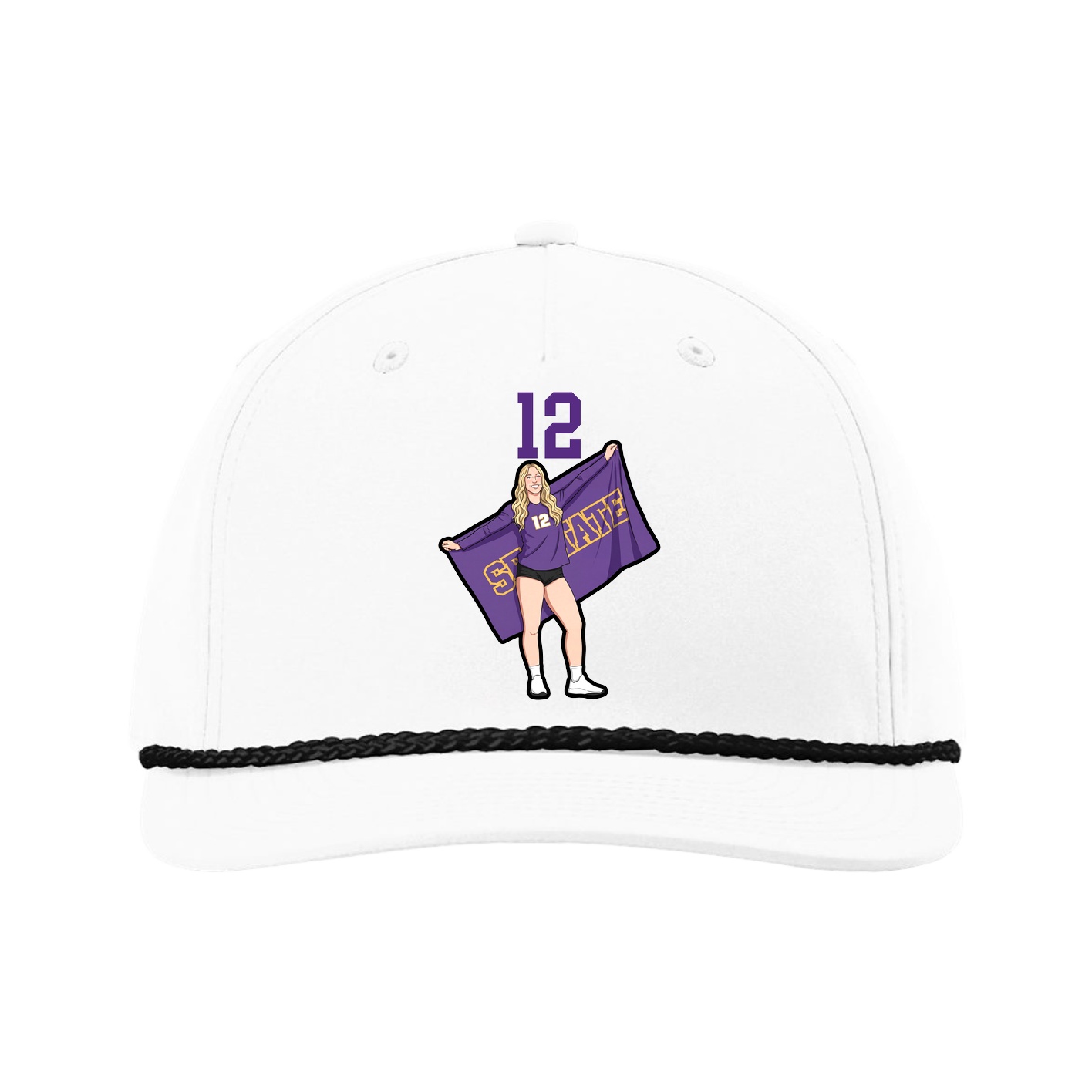 Five-Panel Classic Rope Cap — Number Top in White