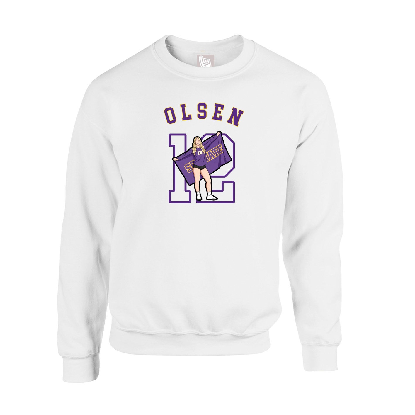Fleece Crew — Shirsey Arch in White