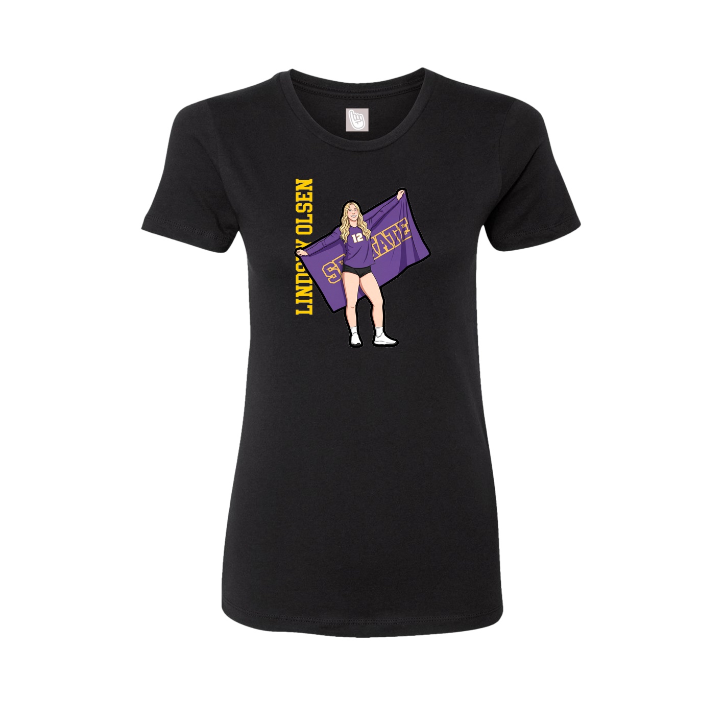 Womens Tee — Name Vertical in Black