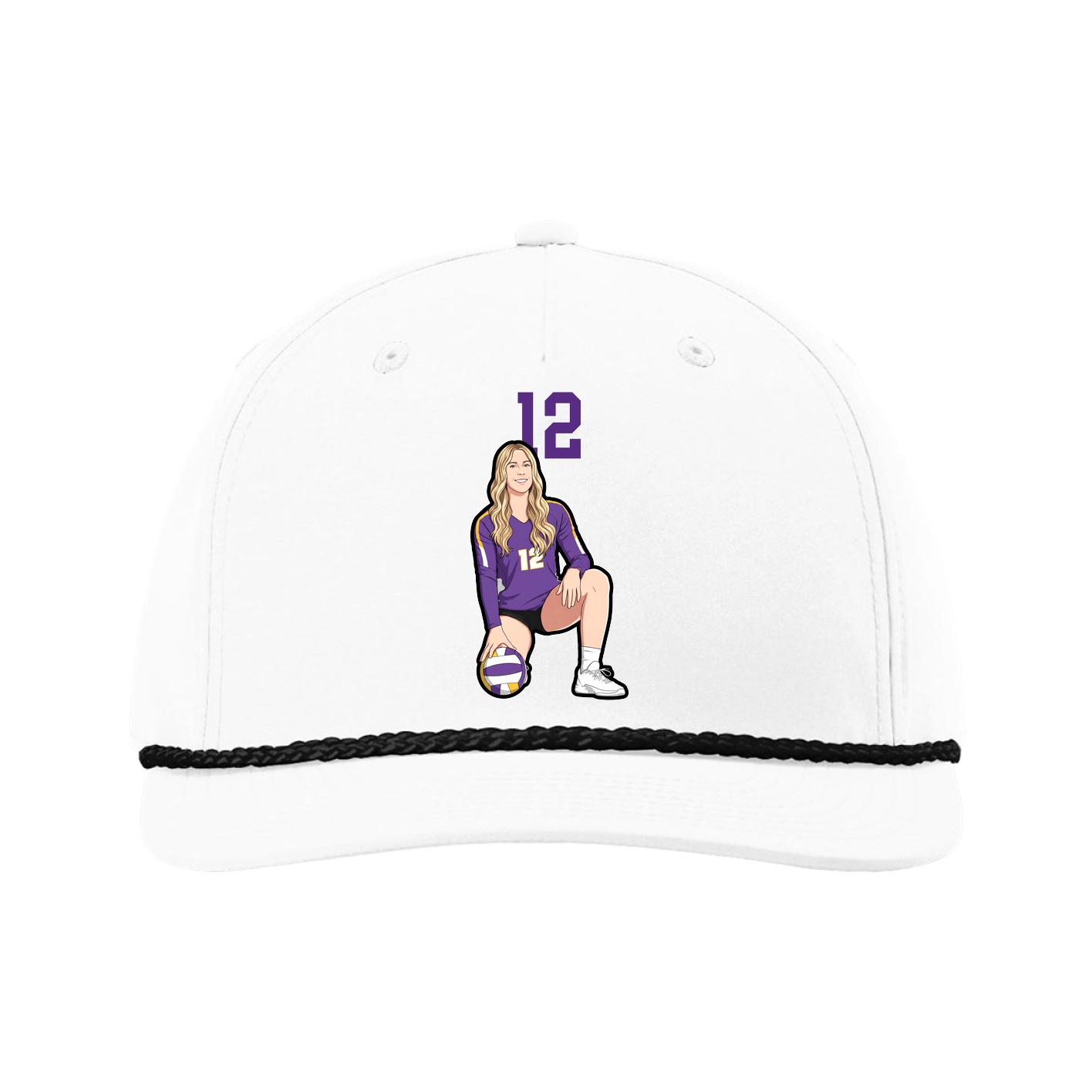 Five-Panel Classic Rope Cap — Number Top in White