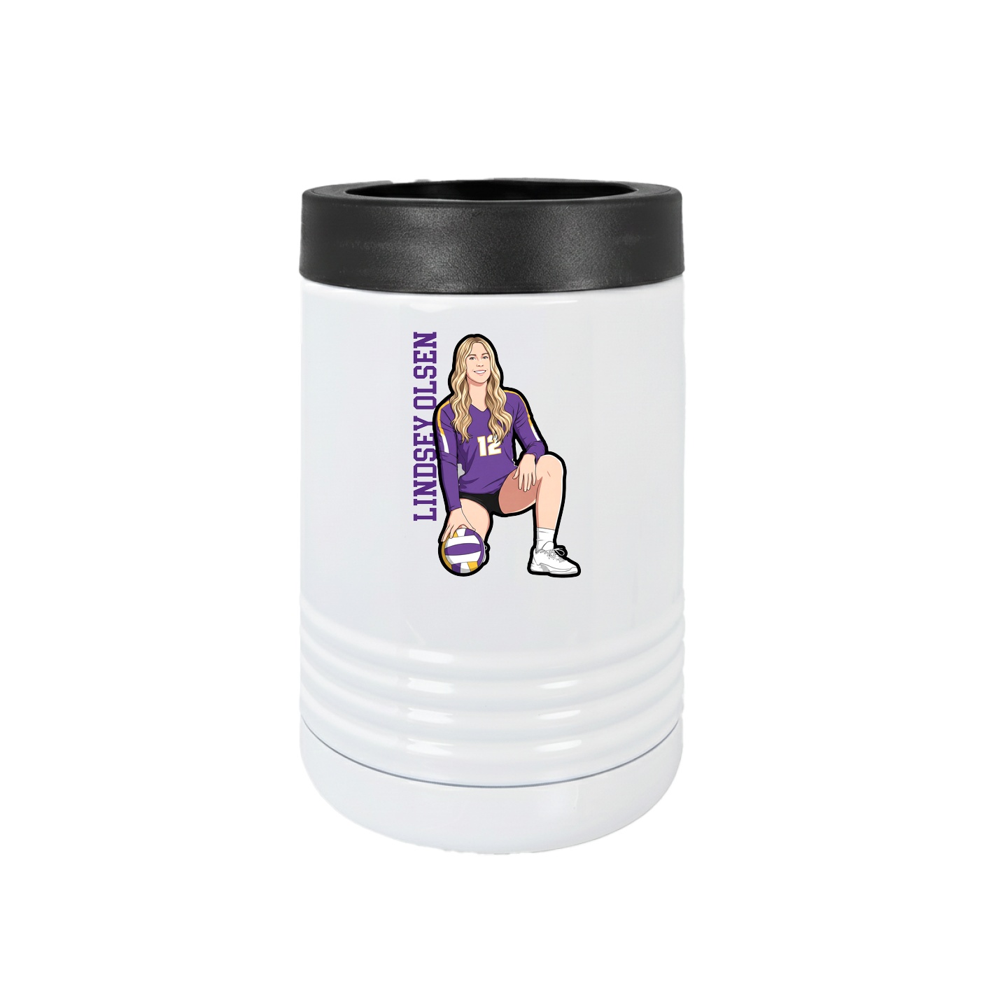 Beverage Holder — Name Vertical in White