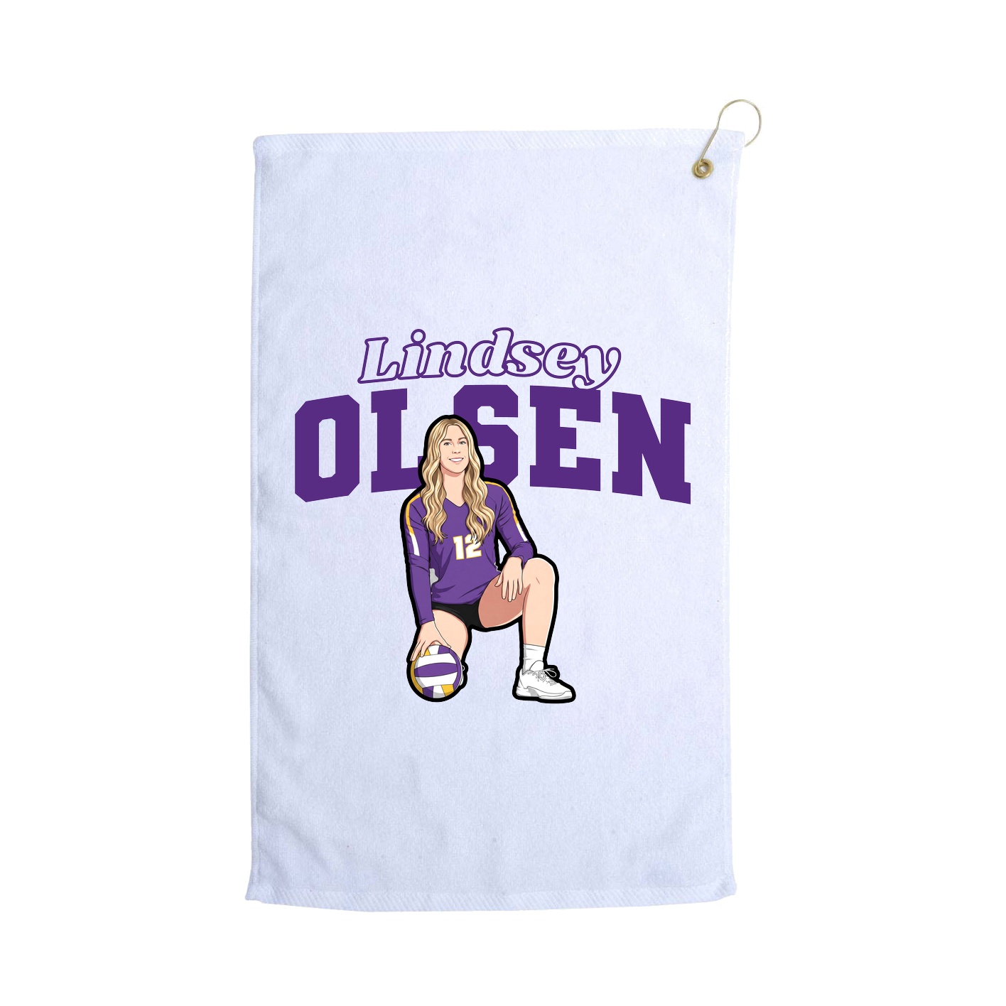 Golf Towel — Name Arch in White