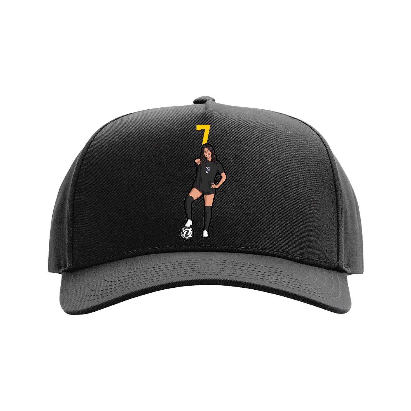 Full Fabric Five-Panel Champ Cap — Number Top in Black