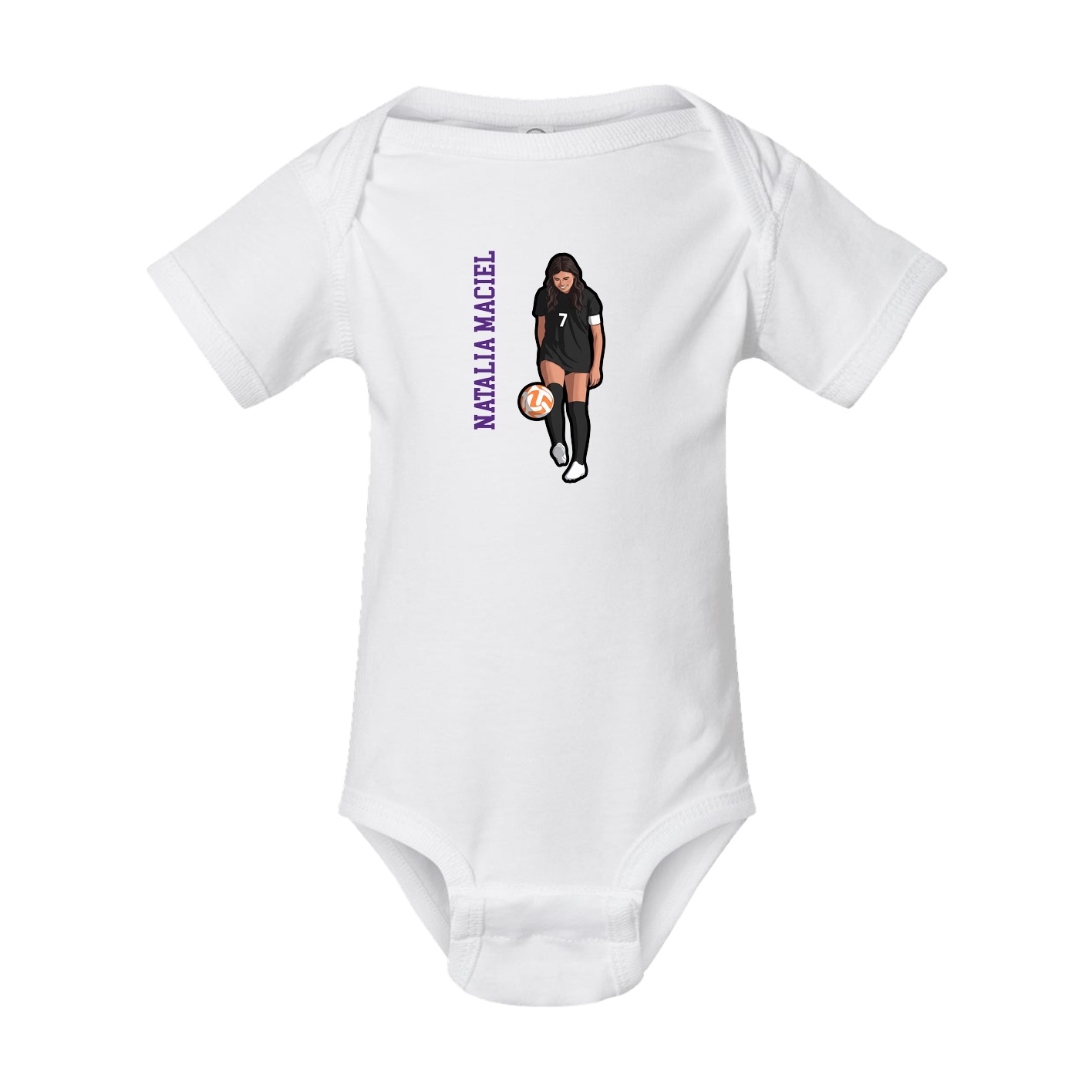 Baby Onesie — Name Vertical in White