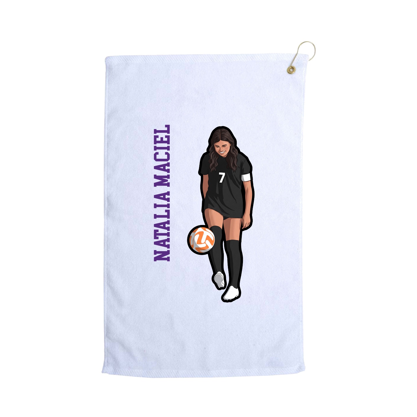 Golf Towel — Name Vertical in White
