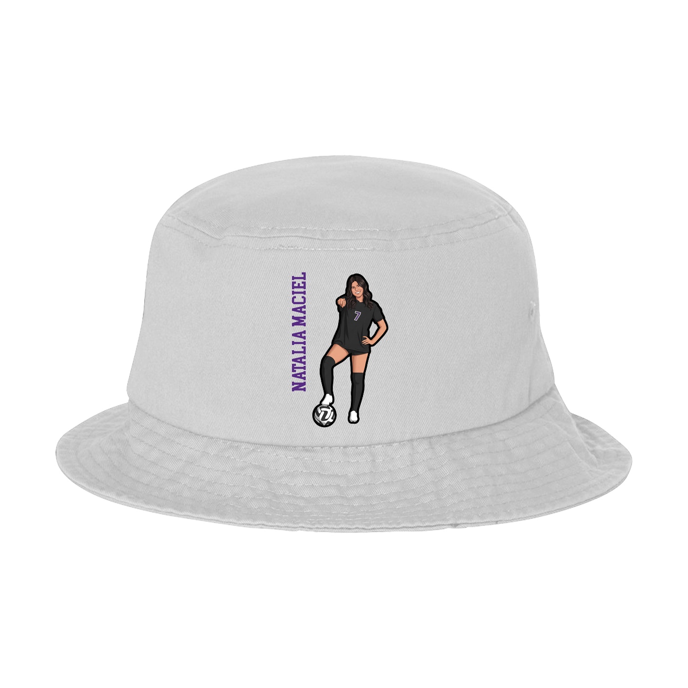 Bucket Cap — Name Vertical in White