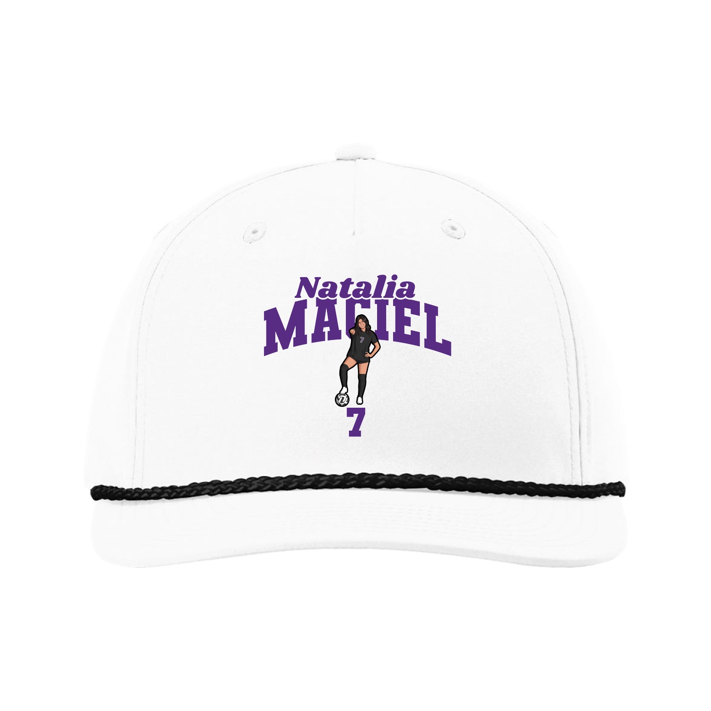Five-Panel Classic Rope Cap — Signature Arch in White