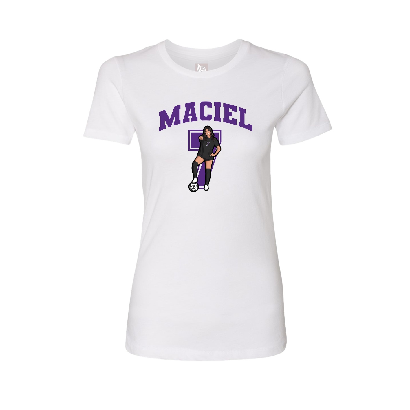 Fitted Women's Tee — Number in White