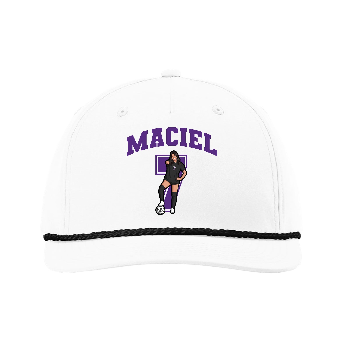 Five-Panel Classic Rope Cap — Number in White