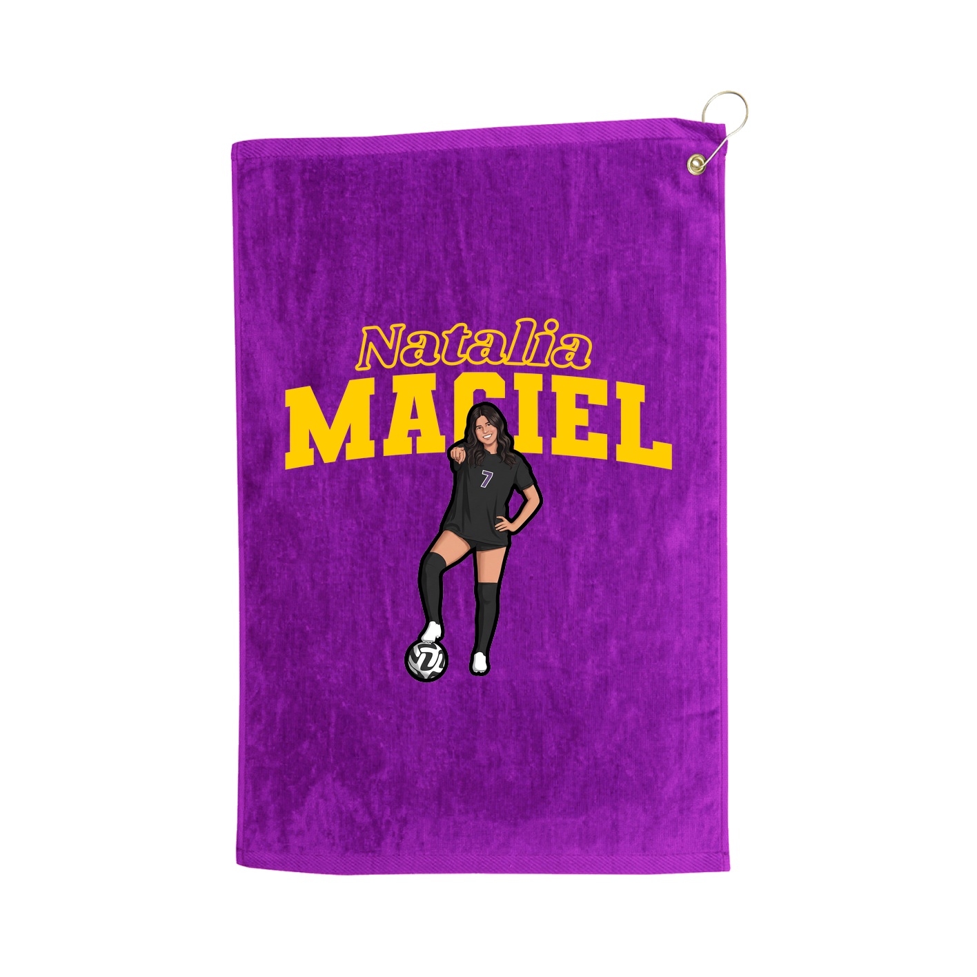 Golf Towel — Name Arch in Purple