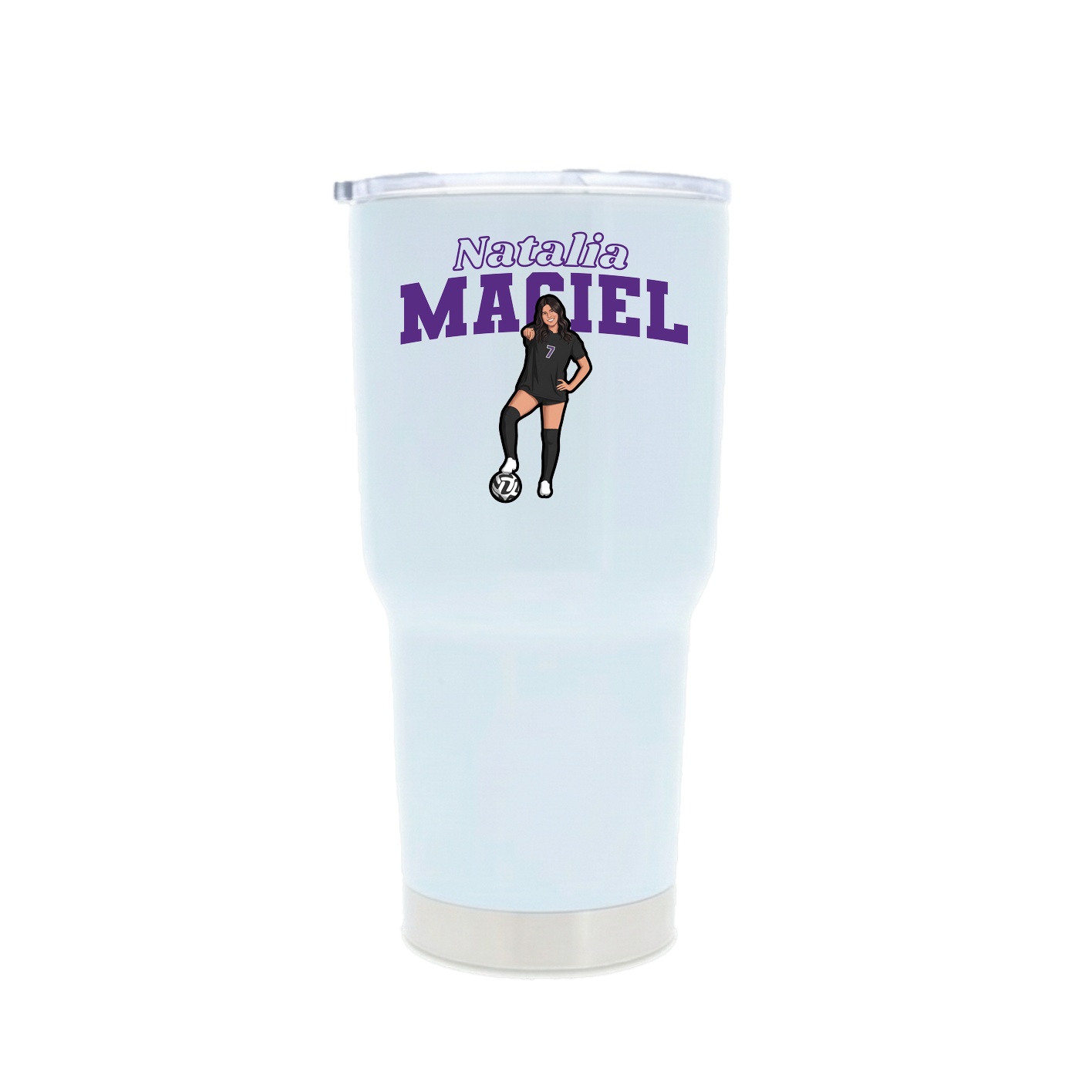 30oz Stainless Steel Tumbler — Name Arch in White