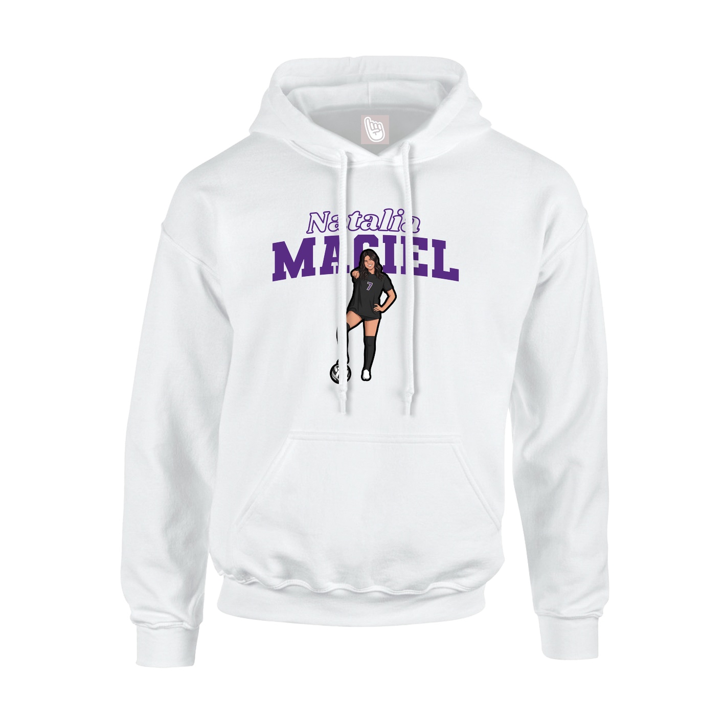 Youth Hoodie — Name Arch in White