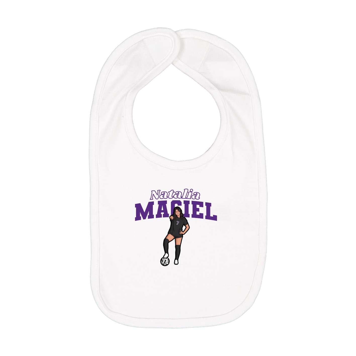 Infant Bib — Name Arch in White