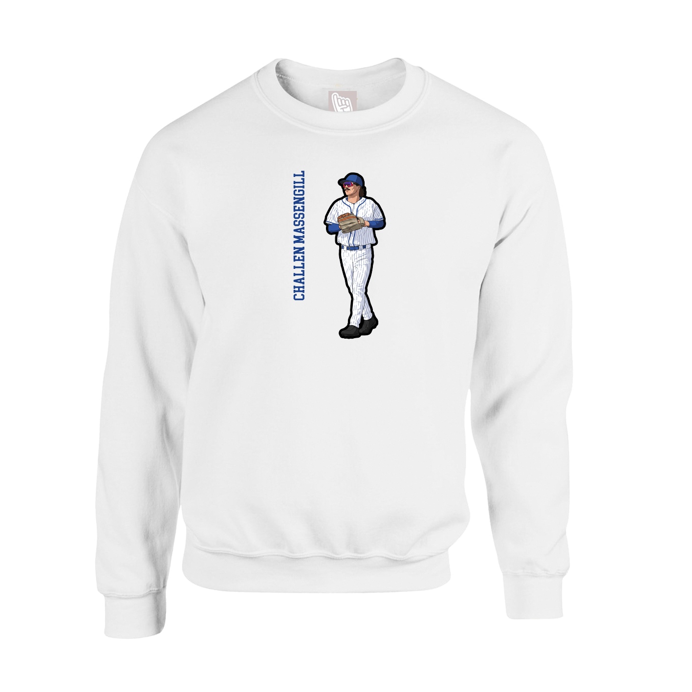 Fleece Crew — Name Vertical in White
