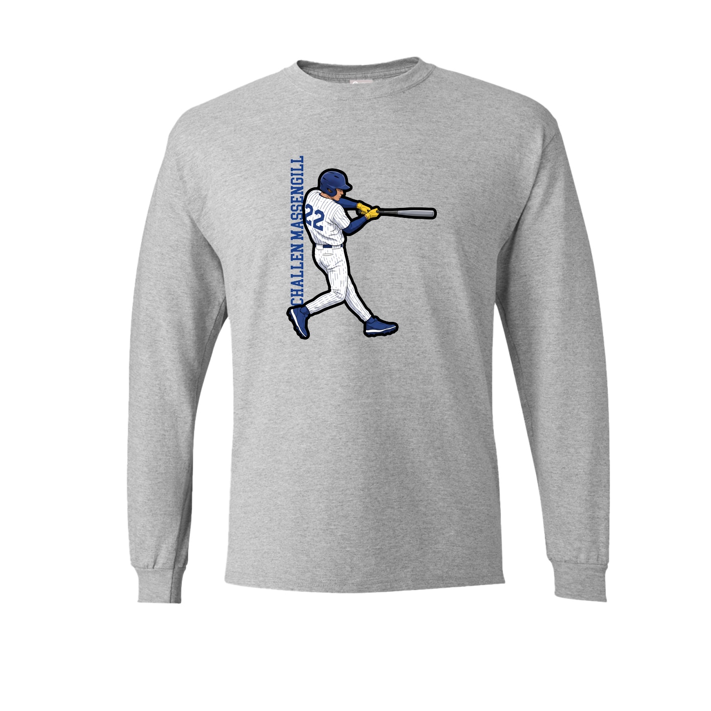 Long Sleeve Tee — Name Vertical in Grey