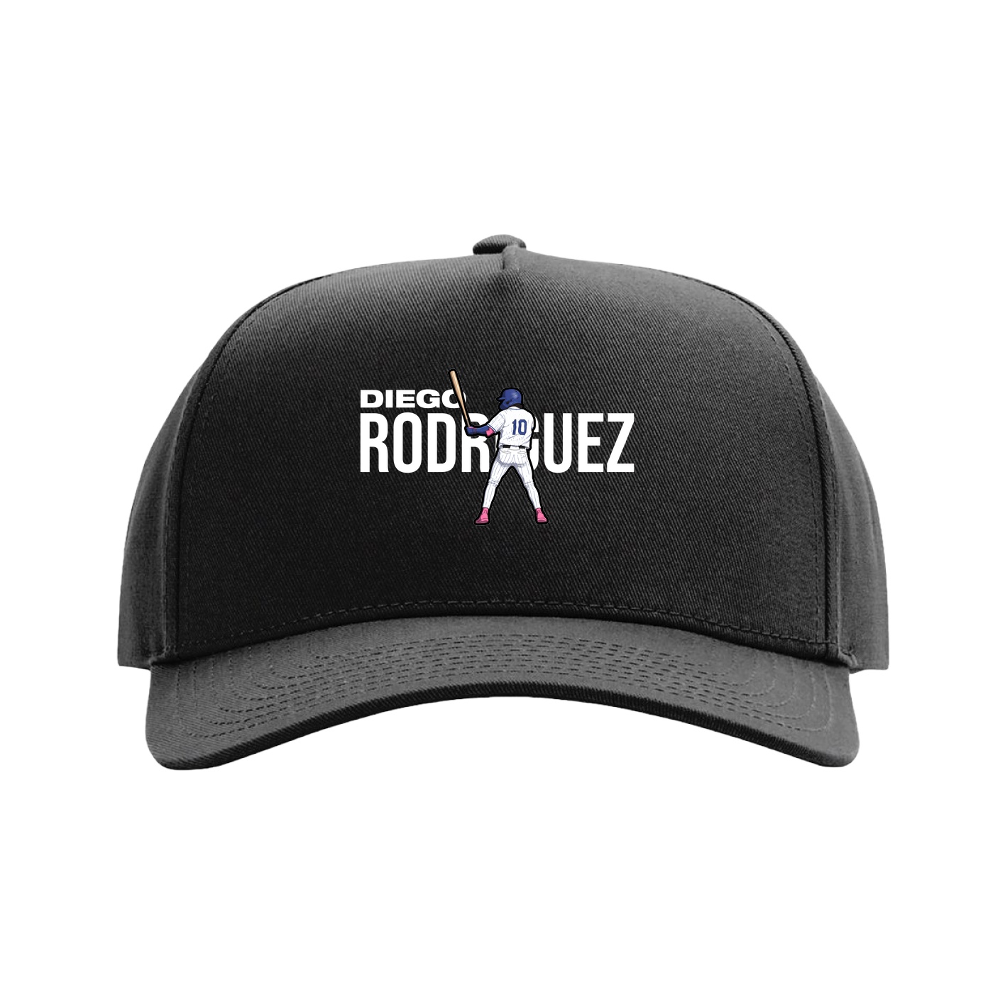 Full Fabric Five-Panel Champ Cap — Player Name in Black
