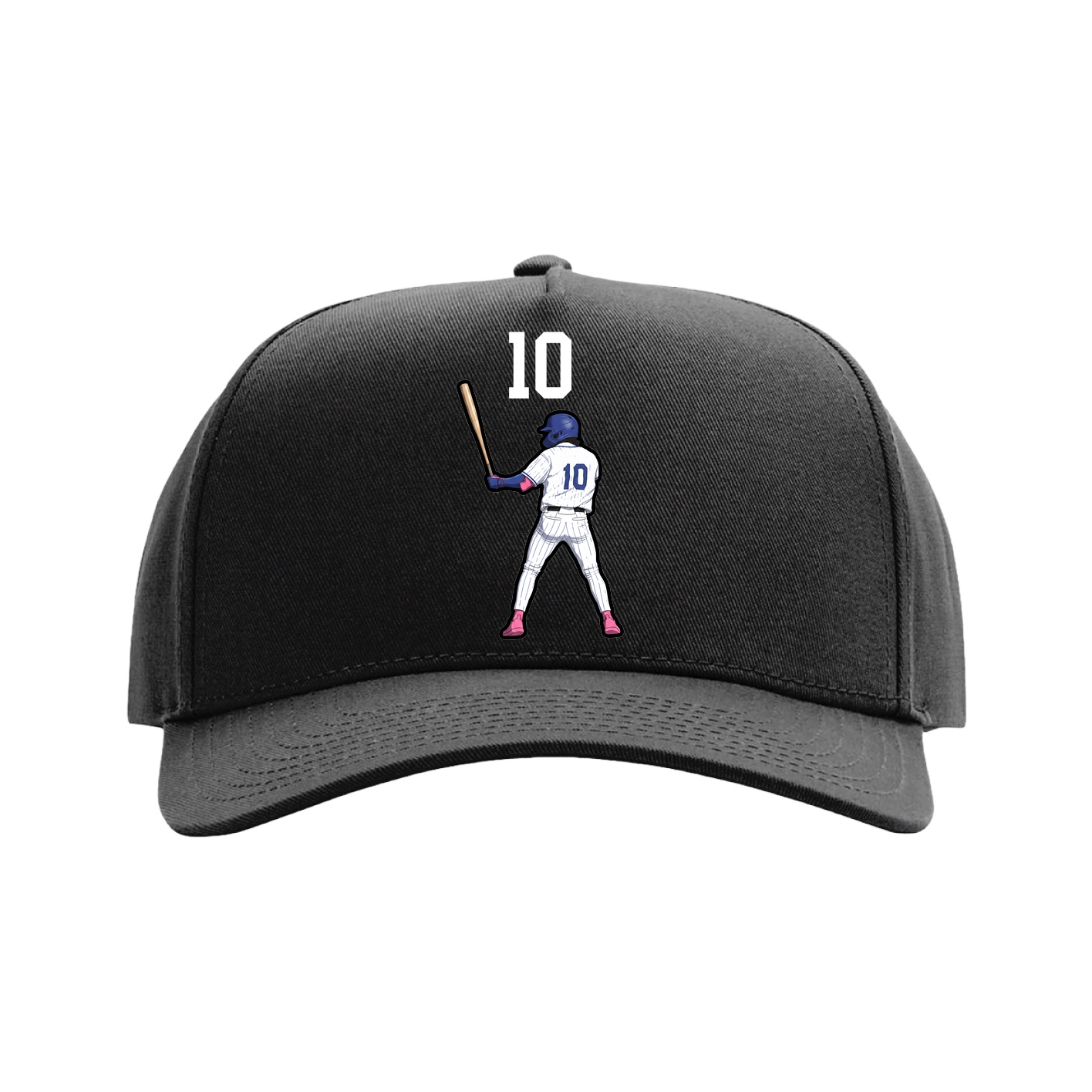 Full Fabric Five-Panel Champ Cap — Number Top in Black