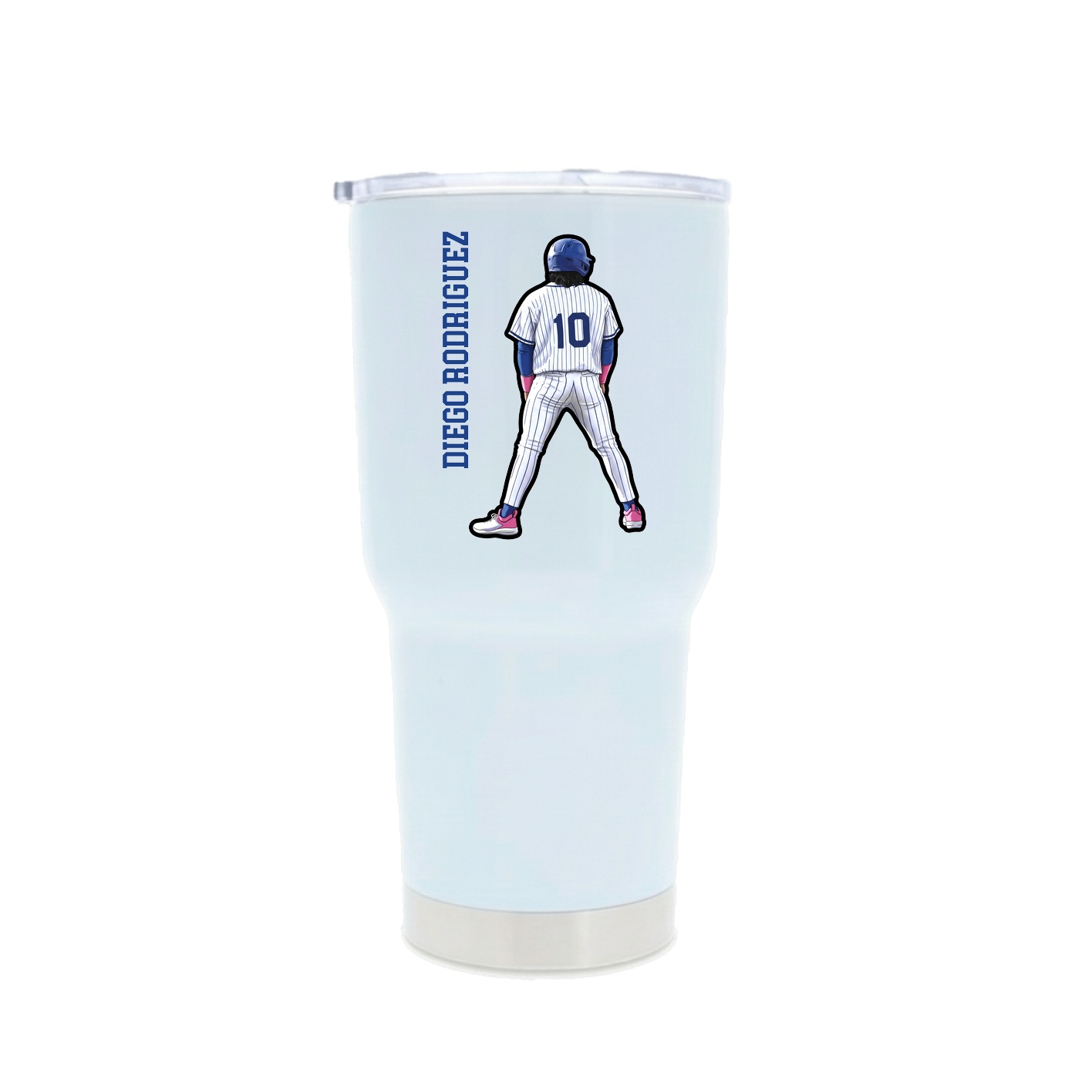 30oz Stainless Steel Tumbler — Name Vertical in White