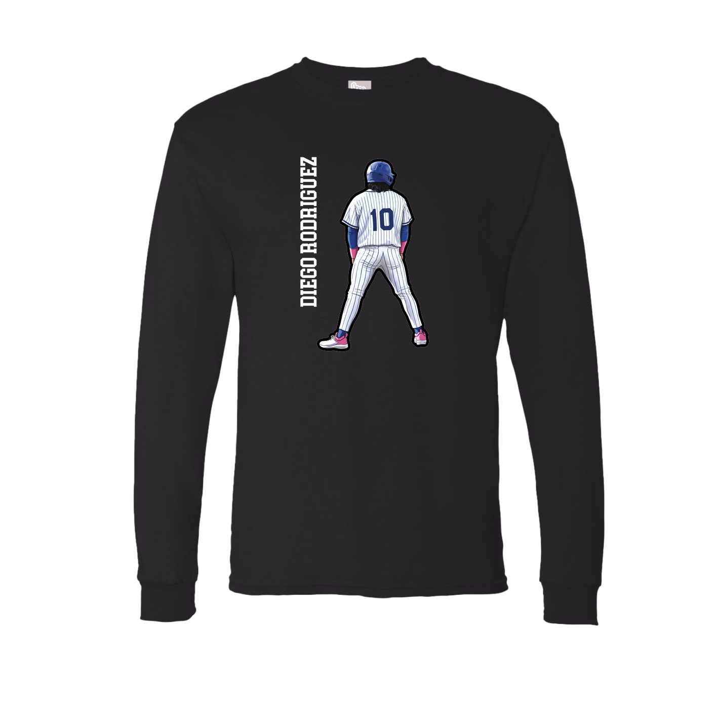 Long Sleeve Tee — Name Vertical in Black