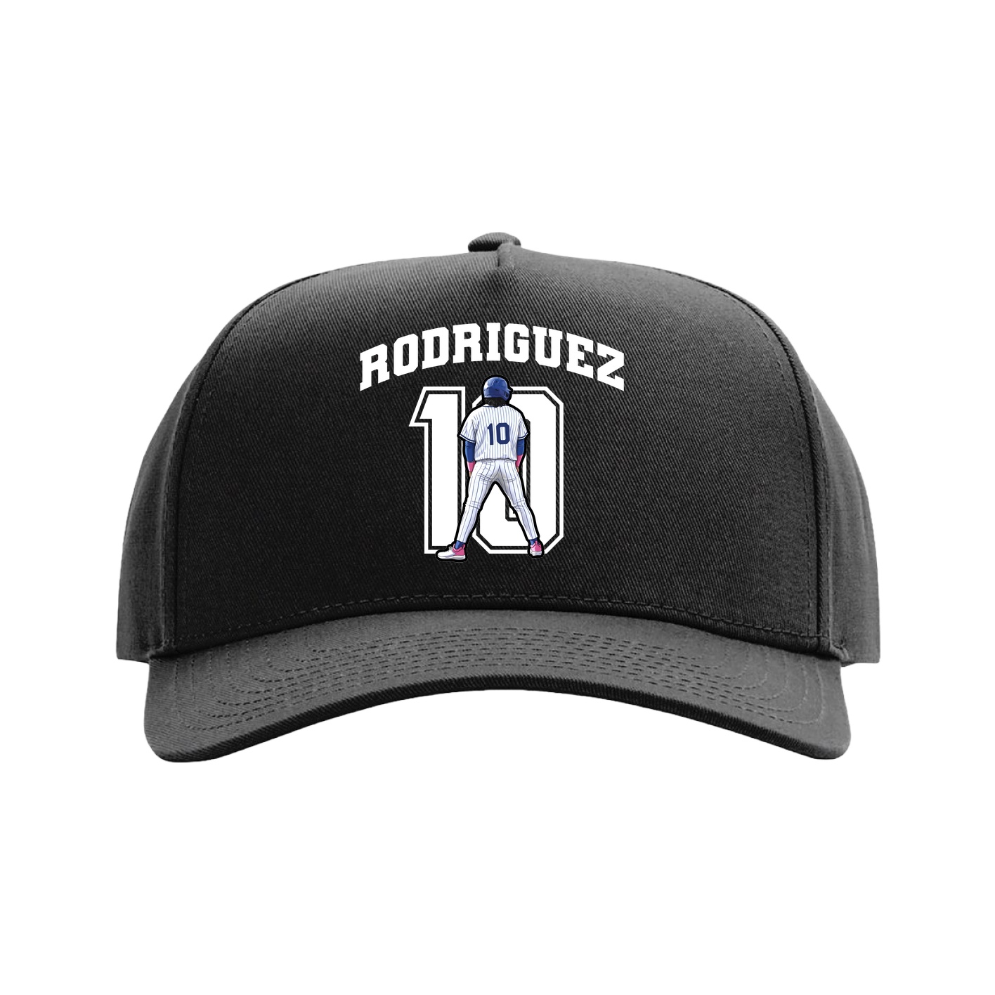 Full Fabric Five-Panel Champ Cap — Number in Black